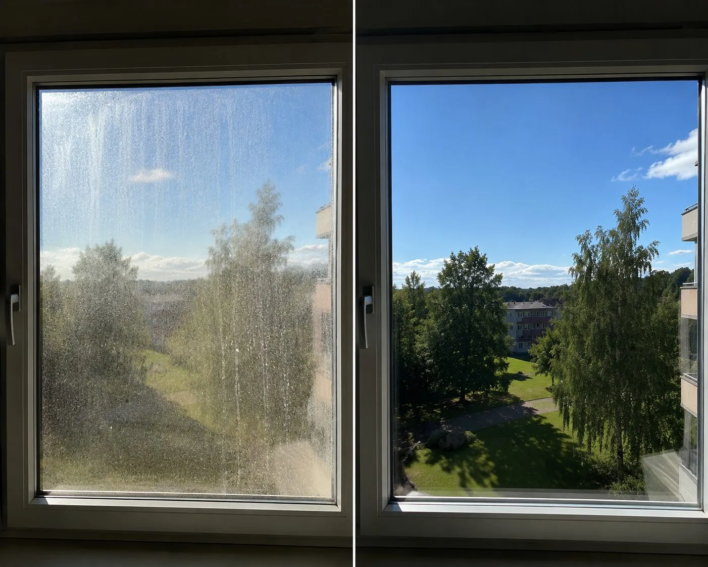 Före och efter – Fönsterputs