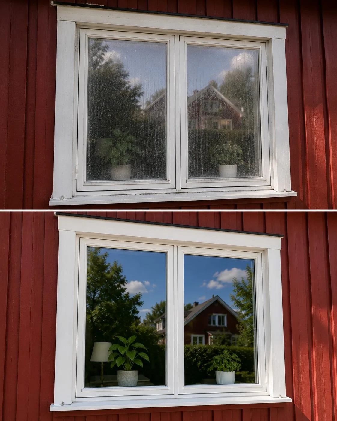 Före och efter – Fönsterputs
