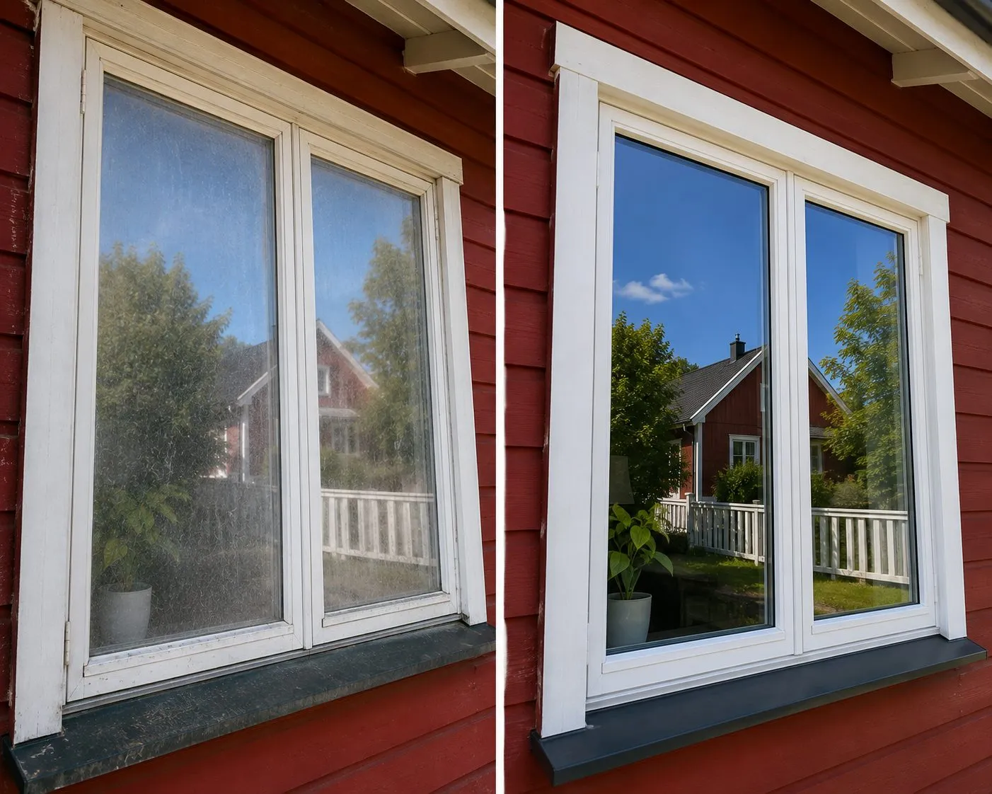 Före och efter – Fönsterputs