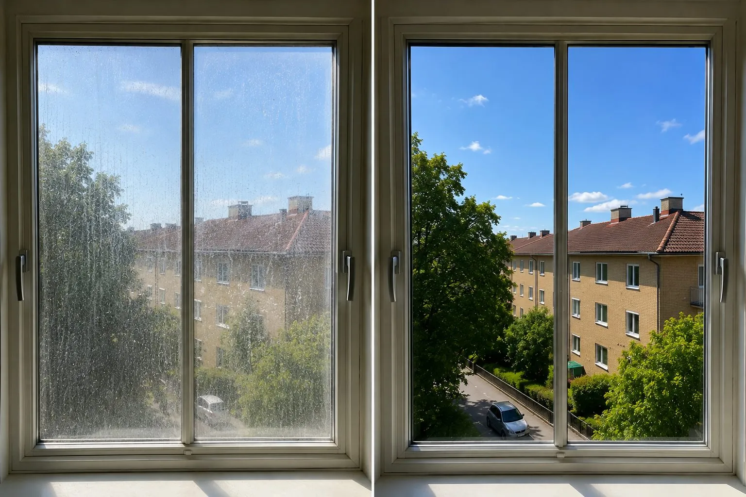 Före och efter – Fönsterputs